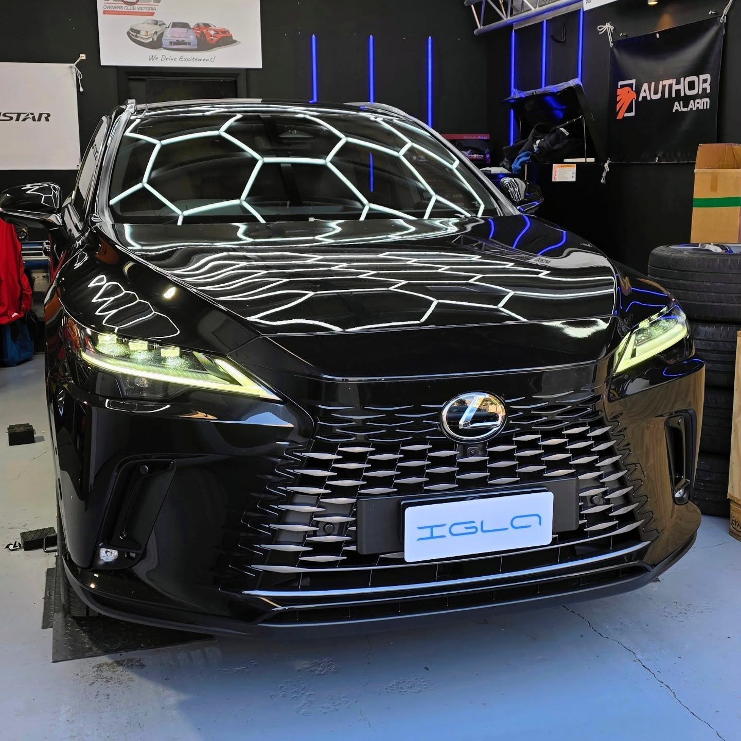 Black Lexus RX SUV in the workshop for IGLA install